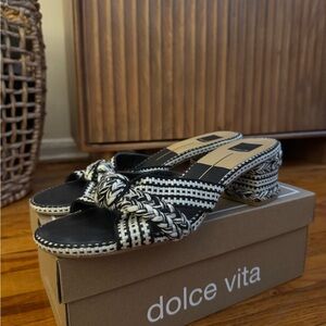 Dolce Vita Black and Cream Braided Sandals